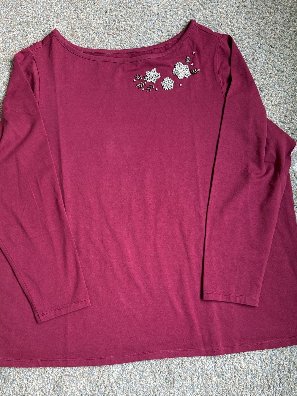 Women's Embellished Long-Sleeve Top - Burgundy by Maurice’s size 1x